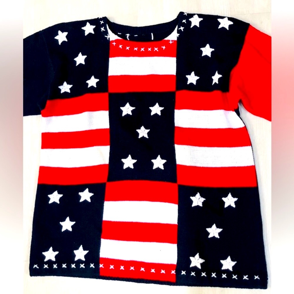 Stylish Starry Red, White and Blue Women's Sweater
